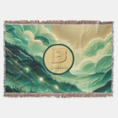 Gradient Emerald Kelly Green Glitzer Mit Monogramm Decke (Vorderseite)