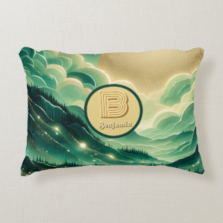 Gradient Emerald Kelly Green Glitzer Mit Monogramm Dekokissen