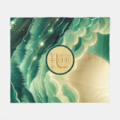 Gradient Emerald Kelly Green Glitzer Mit Monogramm Fleecedecke (Vorderseite (Horizontal))