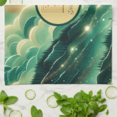 Gradient Emerald Kelly Green Glitzer Mit Monogramm Geschirrtuch (Gefaltet)