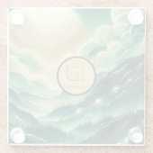 Gradient Emerald Kelly Green Glitzer Mit Monogramm Glasuntersetzer (Rückseite)