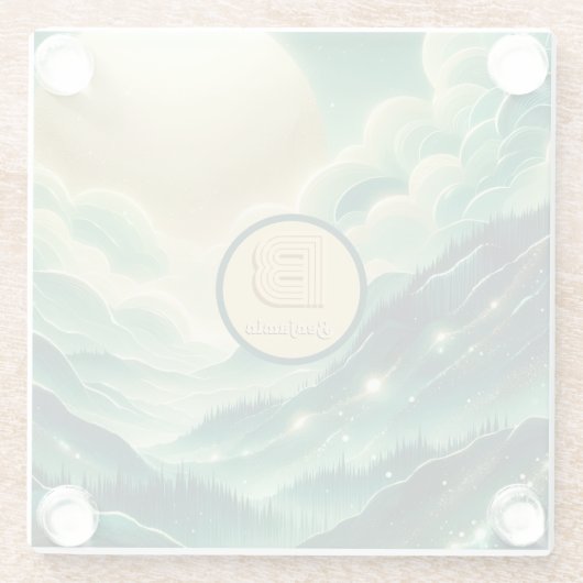 Gradient Emerald Kelly Green Glitzer Mit Monogramm Glasuntersetzer (Rückseite)