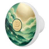 Gradient Emerald Kelly Green Glitzer Mit Monogramm Keramikknauf (Rechts)