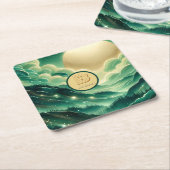 Gradient Emerald Kelly Green Glitzer Mit Monogramm Rechteckiger Pappuntersetzer (angewinkelt)