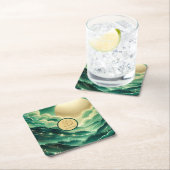 Gradient Emerald Kelly Green Glitzer Mit Monogramm Rechteckiger Pappuntersetzer (Vor Ort)