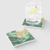 Gradient Emerald Kelly Green Glitzer Mit Monogramm Steinuntersetzer (Seitenansicht)