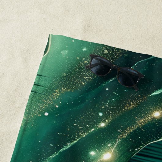 Gradient Emerald Kelly Green Glitzer Mit Monogramm Strandtuch (Beispiel)