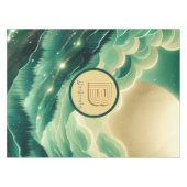 Gradient Emerald Kelly Green Glitzer Mit Monogramm Tischdecke (Vorderseite (Horizontal))