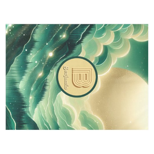 Gradient Emerald Kelly Green Glitzer Mit Monogramm Tischdecke (Vorderseite (Horizontal))