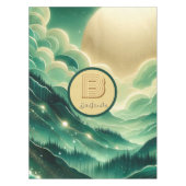 Gradient Emerald Kelly Green Glitzer Mit Monogramm Tischdecke (Vorderseite)