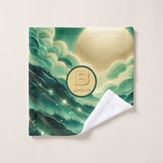 Gradient Emerald Kelly Green Glitzer Mit Monogramm Waschlappen