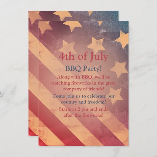 Gradient Flag 4. Juli Party Einladung (Vorne/Hinten)