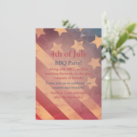Gradient Flag 4. Juli Party Einladung (Stehend Vorderseite)