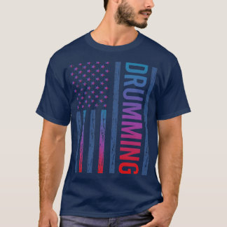 Gradient Flag Drummer Drum Drums T-Shirt