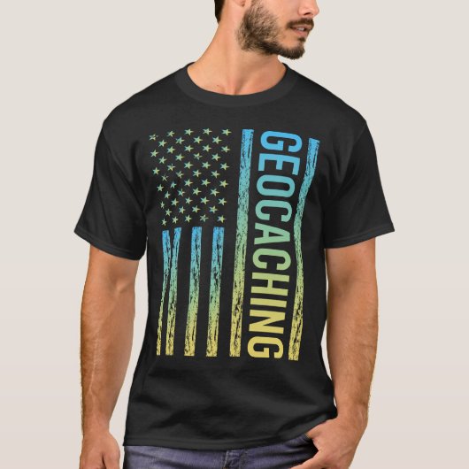 Gradient Flag Geocaching Geocache Geocacher T-Shirt (Vorderseite)