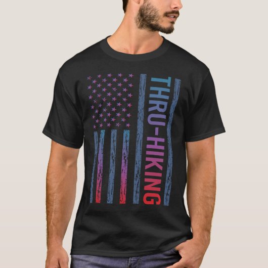 Gradient Flag Thru-Wandern Thru Wandern Wandern T-Shirt (Vorderseite)