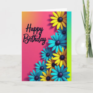 Gradient Geburtstagskarte mit Blumenmotiv Karte