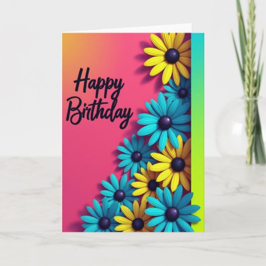 Gradient Geburtstagskarte mit Blumenmotiv Karte (Vorderseite)