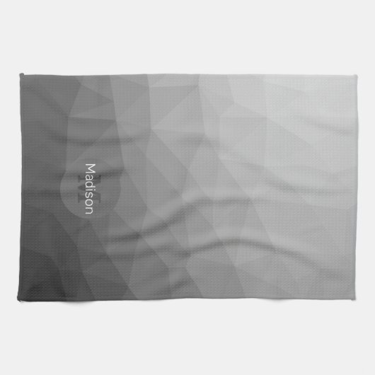 Gradient Geometric Mesh Muster Monogram Geschirrtuch (Horizontal)