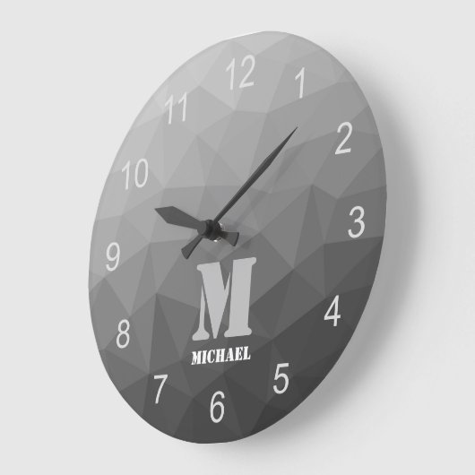 Gradient Geometric Mesh Muster Monogram Große Wanduhr (Winkel)