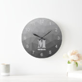 Gradient Geometric Mesh Muster Monogram Große Wanduhr (Zuhause)