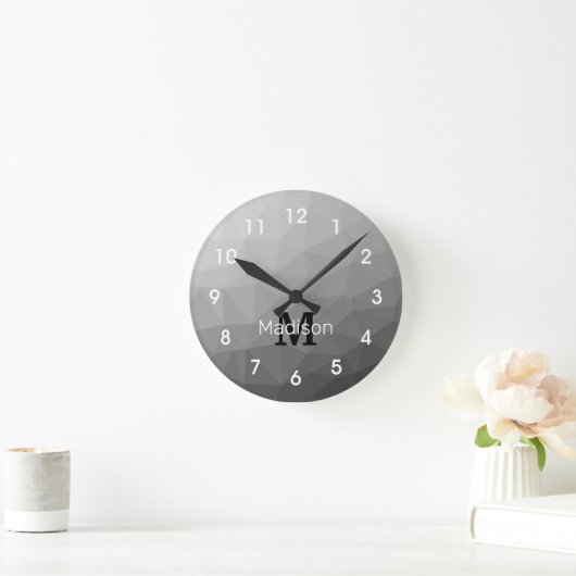 Gradient Geometric Mesh Muster Monogram Runde Wanduhr (Zuhause)