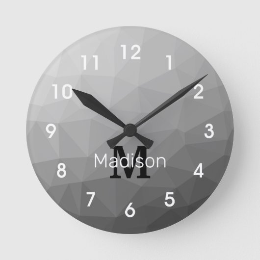 Gradient Geometric Mesh Muster Monogram Runde Wanduhr (Vorderseite)