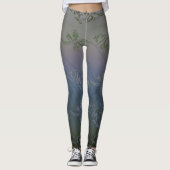 Gradient gestreiftes Muster aus grauem Silber Leggings (Vorderseite)