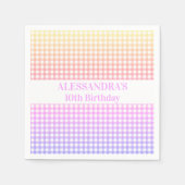 Gradient Gingham Pink Yellow Pastel Birthday Serviette (Vorderseite)