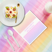 Gradient Gingham Pink Yellow Pastel Birthday Serviette