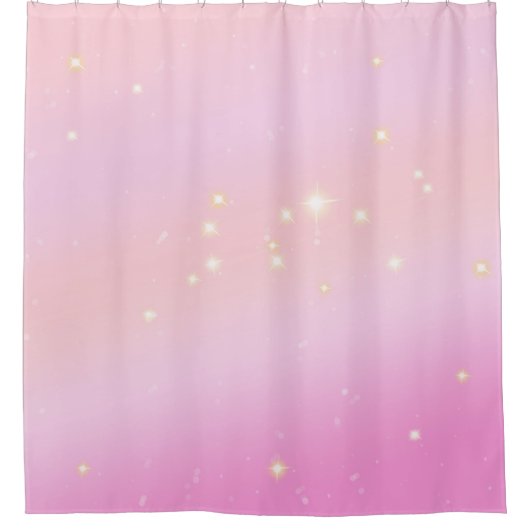 Gradient Girly Glam Celestial Glitzer Pastel Pink Duschvorhang (Vorderseite)