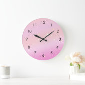 Gradient Girly Glam Celestial Glitzer Pastel Pink Große Wanduhr (Zuhause)