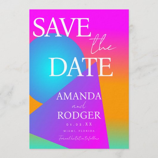 Gradient-Glow-Geometrisches Save-the-Date  Einladung (Vorderseite)
