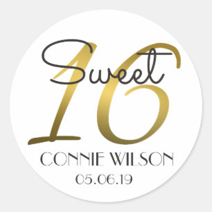 Gradient Gold 16 Personalisierter 16. Geburtstag Runder Aufkleber