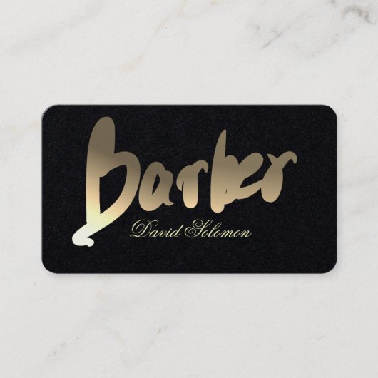 Gradient Gold Barber Typografie Premium Black Visitenkarte (Vorderseite)