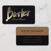 Gradient Gold Barber Typografie Premium Black Visitenkarte (Vorne/Hinten)