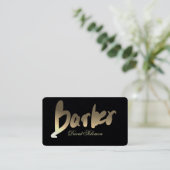 Gradient Gold Barber Typografie Premium Black Visitenkarte (Stehend Vorderseite)