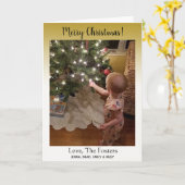Gradient Gold Classy Frohe Weihnachtsfamilie Foto Karte (Gelbe Blume)