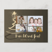 Gradient Gold Glitzer Tree 5 Fotos Urlaub Postkarte (Vorderseite)