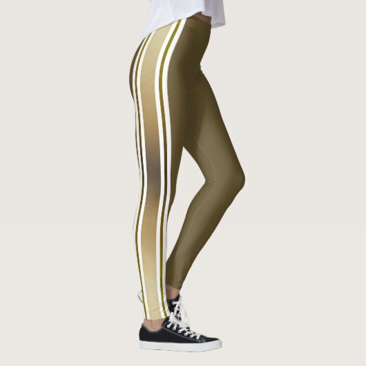 Gradient Gold und Weiß Streifen Leggings (Rechts)