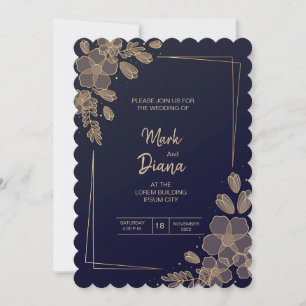 Gradient-golden-floral-Hochzeit-Einladung Einladung