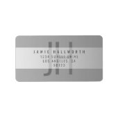 Gradient Grau | Monogrammiertes Rücksendeadresse Adressaufkleber (Vorne)