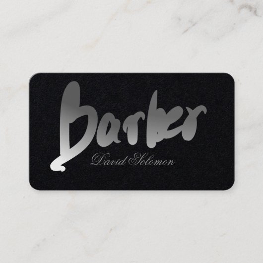 Gradient Gray Barber Typografie Premium Black Visitenkarte (Vorderseite)