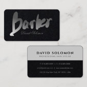 Gradient Gray Barber Typografie Premium Black Visitenkarte (Vorne/Hinten)