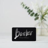 Gradient Gray Barber Typografie Premium Black Visitenkarte (Stehend Vorderseite)