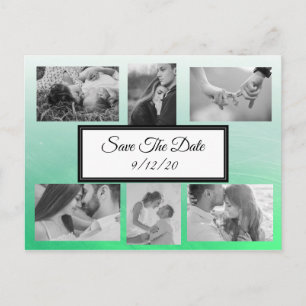 Gradient Green Foto Save the Date Postkarte