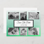 Gradient Green Foto Save the Date Postkarte (Vorne/Hinten)