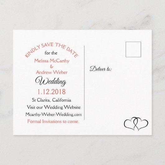 Gradient Green Foto Save the Date Postkarte (Rückseite)