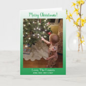 Gradient Green frohe Weihnachtsfamilie Foto Karte (Gelbe Blume)