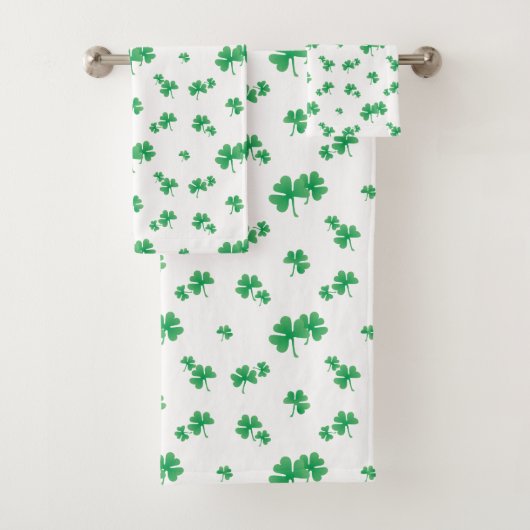 Gradient Green Irish Kleeblatt Pattern Badhandtuch Set (Insitu)